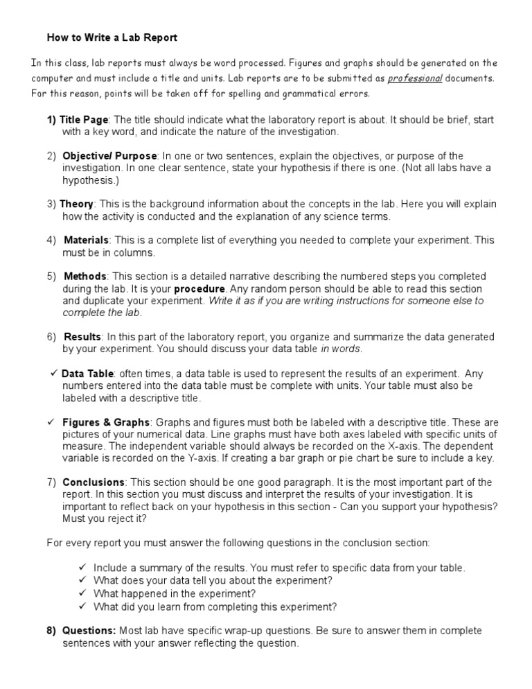 How to Write a Lab Report | Chart | Experiment | Free 30-day Trial | Scribd