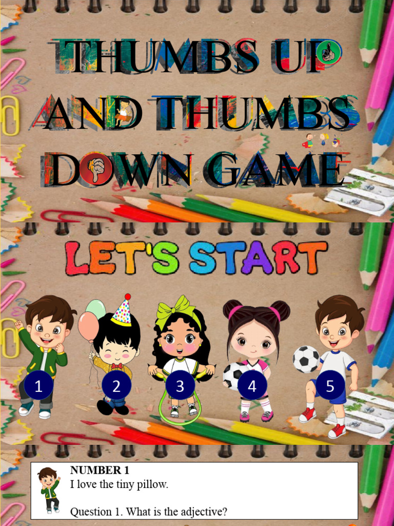 Thumbs up and down game template pdf