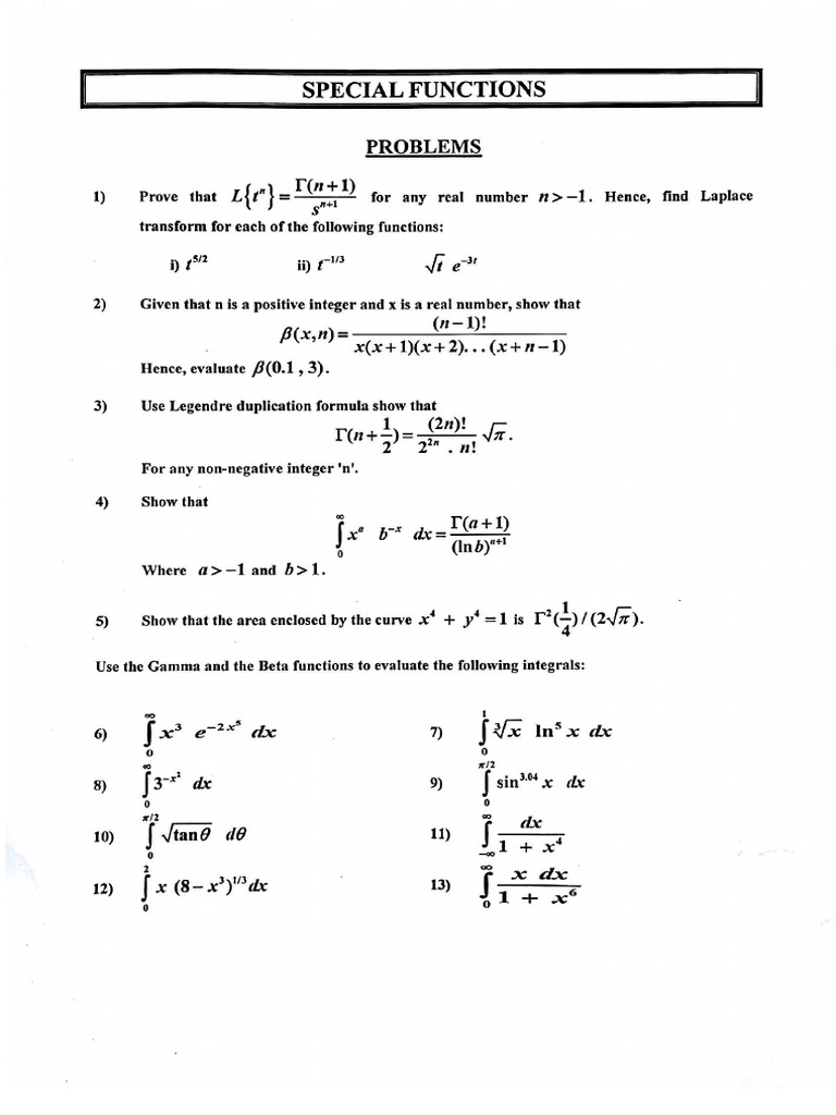 Gamma Beta Functions Exersice From Doctor Pdf