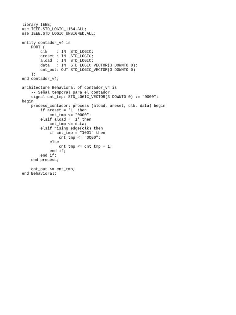 4-Bit Up Counter VHDL Code | PDF