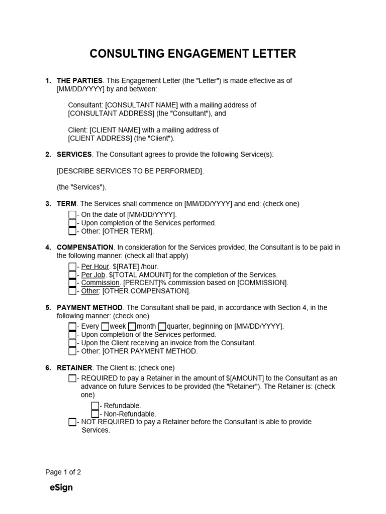 Consulting Engagement Letter Template | PDF | Consultant | Private Law