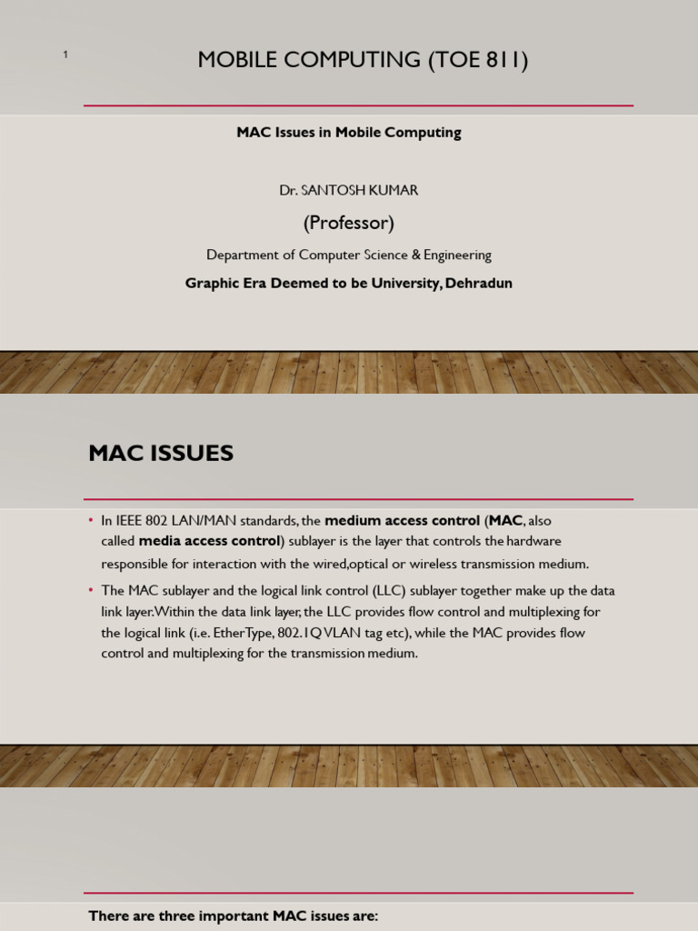 TOE 811-MC-L-3 MAC Issues in Mobile Computing | PDF | Wireless Lan ...