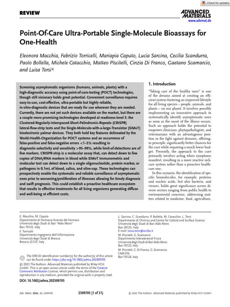 Advanced Materials - 2023 - Macchia - Point of Care Ultra Portable ...