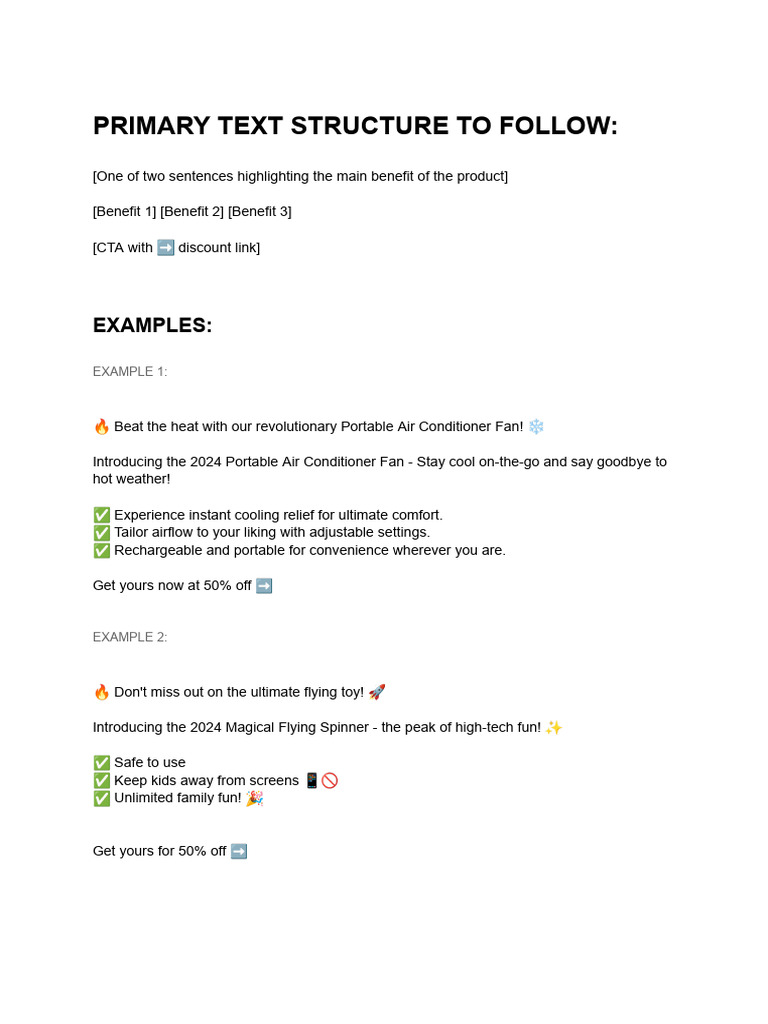 My Facebook Ad Copies Structure | PDF