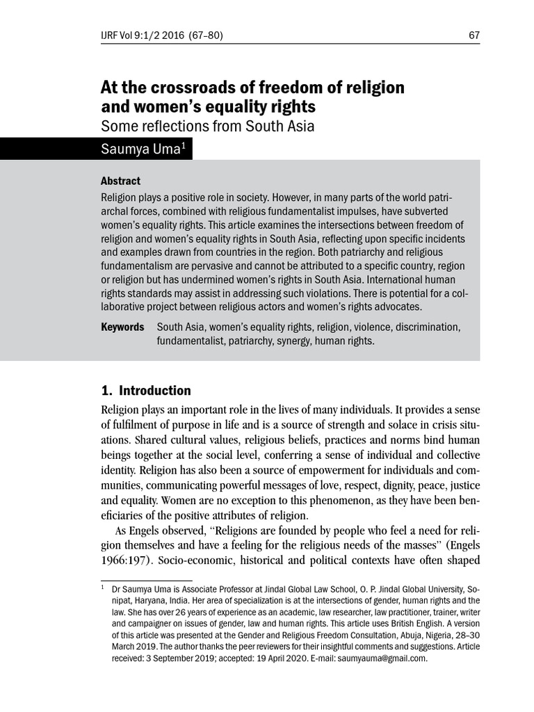 Religion and Women's Rights in South Asia | PDF | Marriage | Discrimination