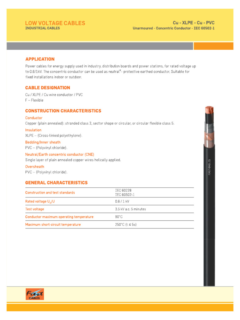 Cu XLPE Cu PVC 1 | PDF