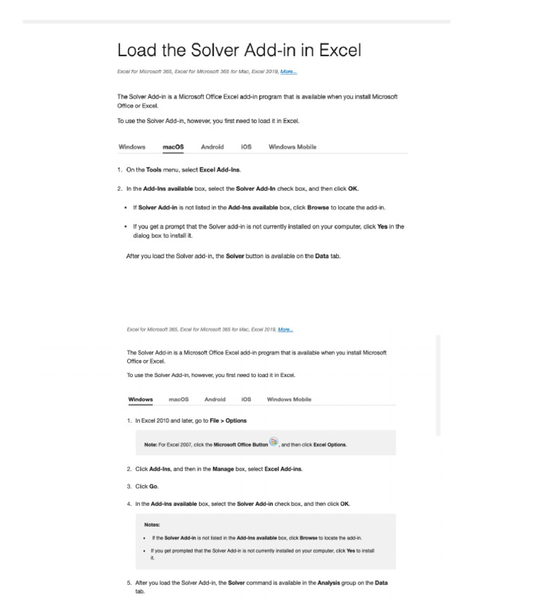 Add in Solver | PDF