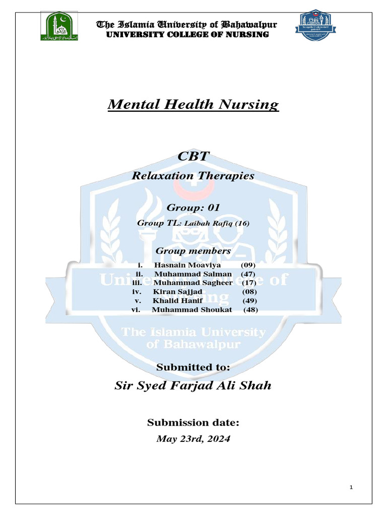 Relaxation Therapy Group 1 Final (1) - 1 | PDF | Relaxation (Psychology ...