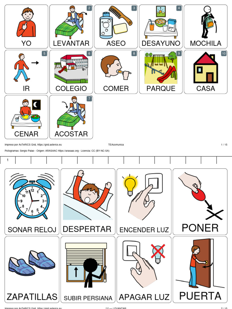 Tablero Asterics Grid RUTINA NI-O | PDF