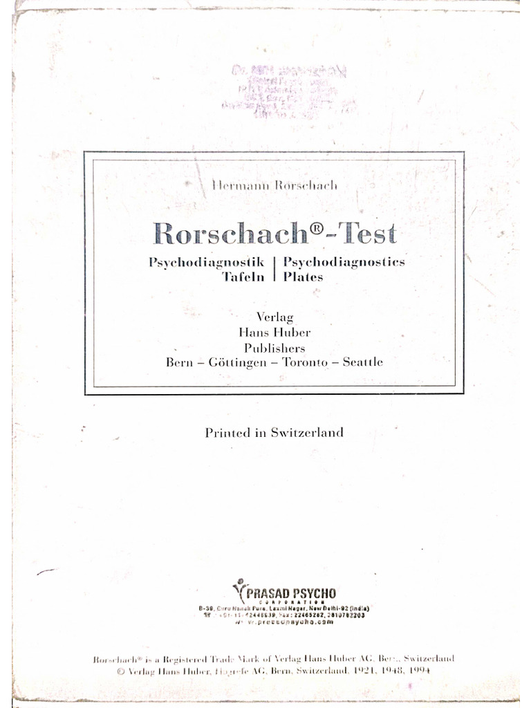 Rorschach Test Cards Pdf