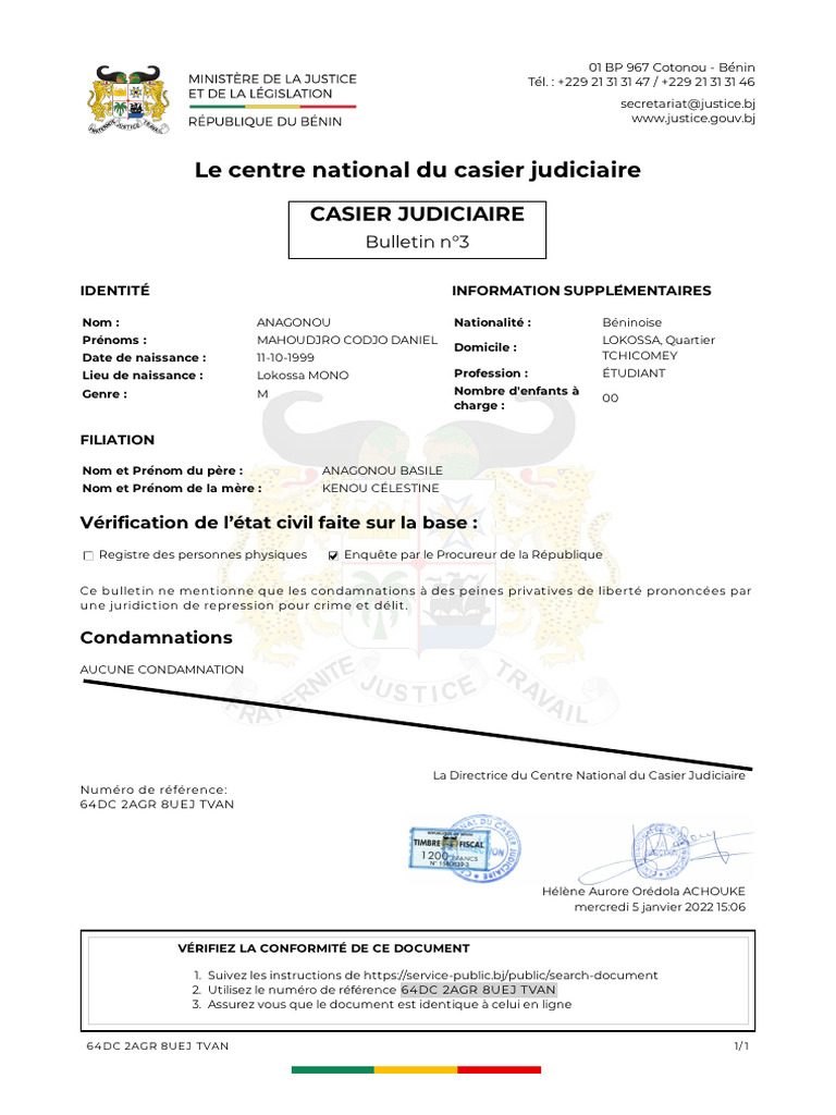 Bulletin n°3 du casier judiciaire | PDF | Justice | Crime et violence