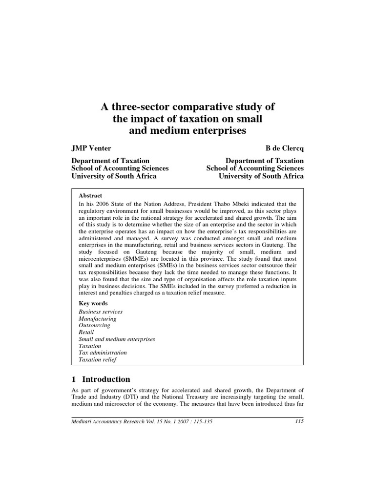 A Three-Sector Comparative Study of The Impact of | PDF | Small And ...