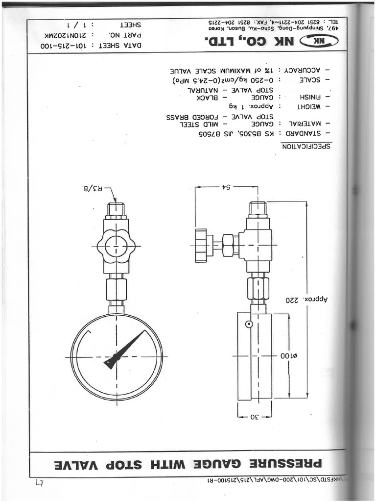 Pressure Gauge With Stop Valve | PDF