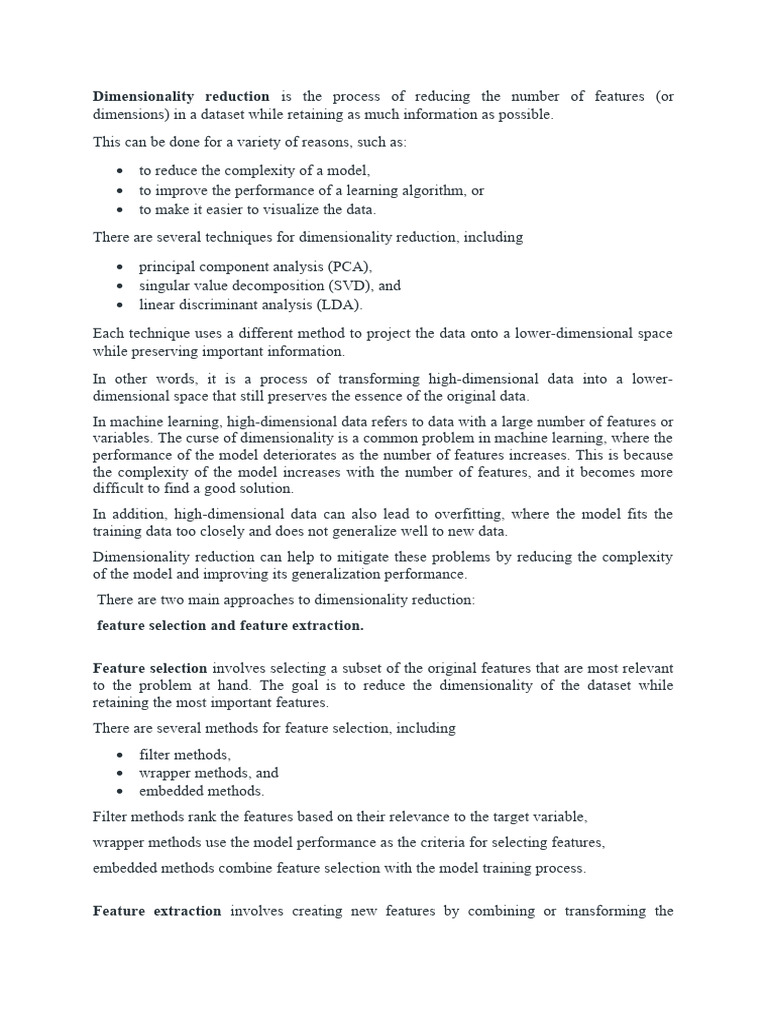 Machine Learning Dimensionality Guide | PDF | Principal Component ...