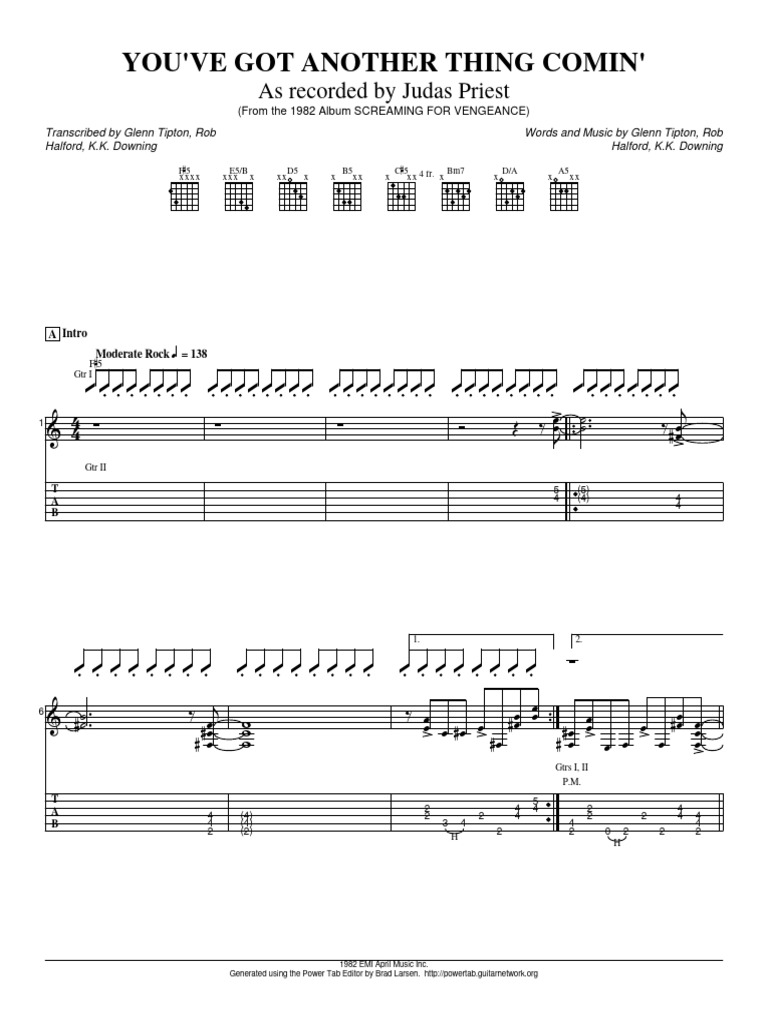 Judas Priest - You Got Another Thing Coming | PDF | English Rock ...