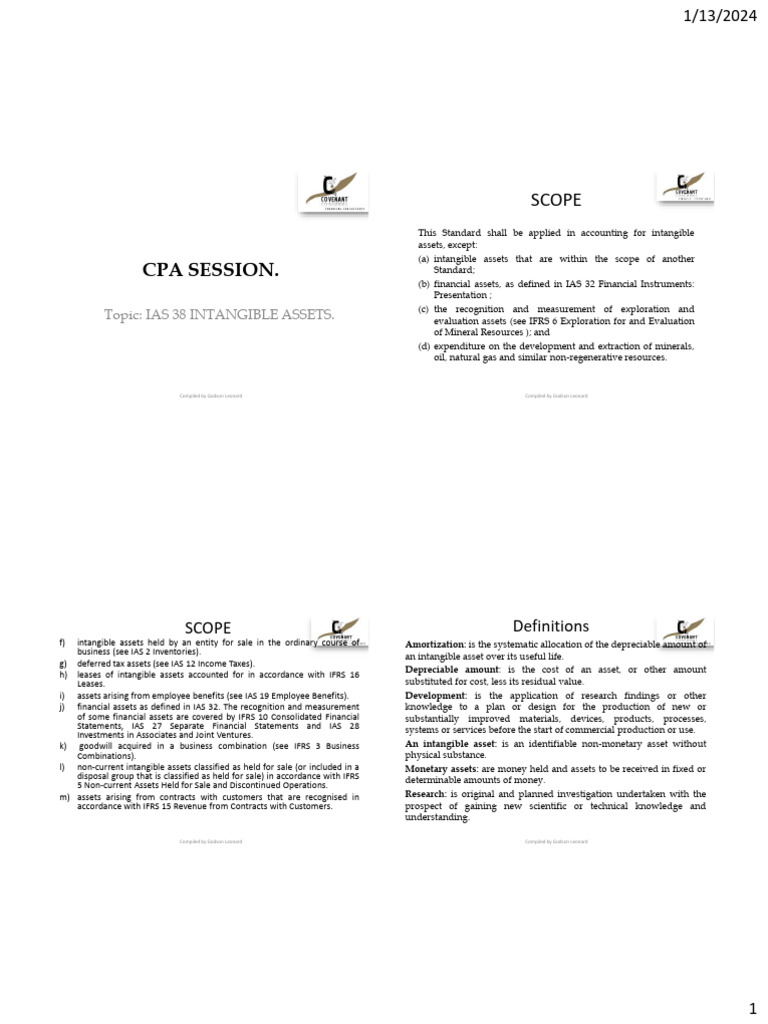 IAS 38: Intangible Assets Overview | PDF | International Financial ...
