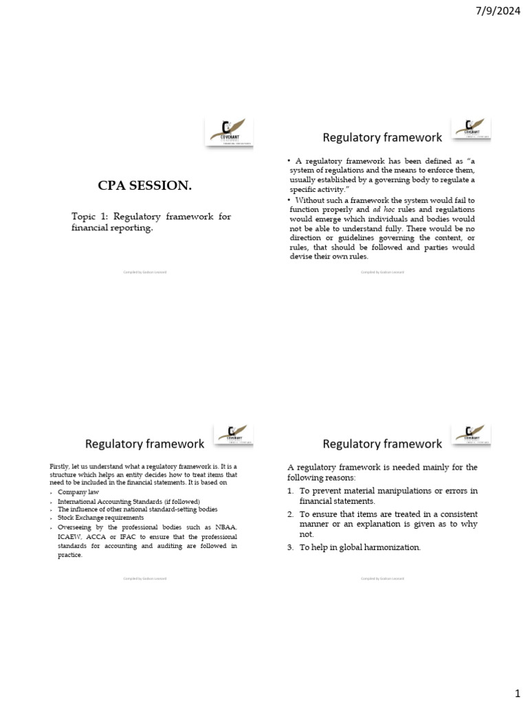 Regulatory Framework for Financial Reporting | PDF | International ...