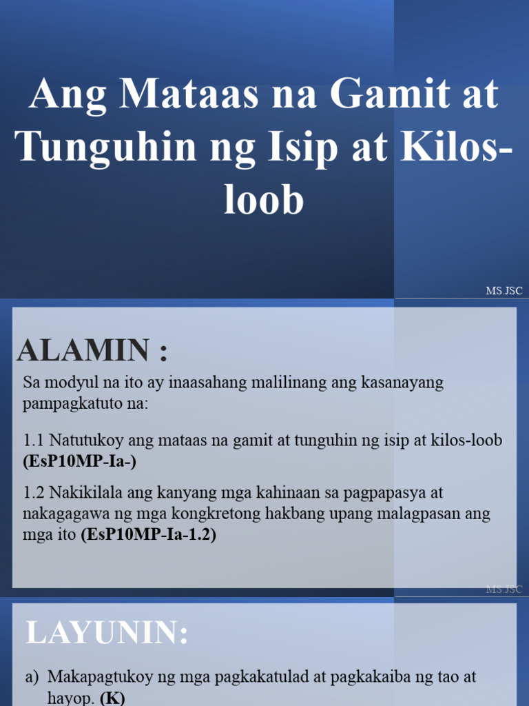 Esp 10 Week 1 Aralin 1 | PDF