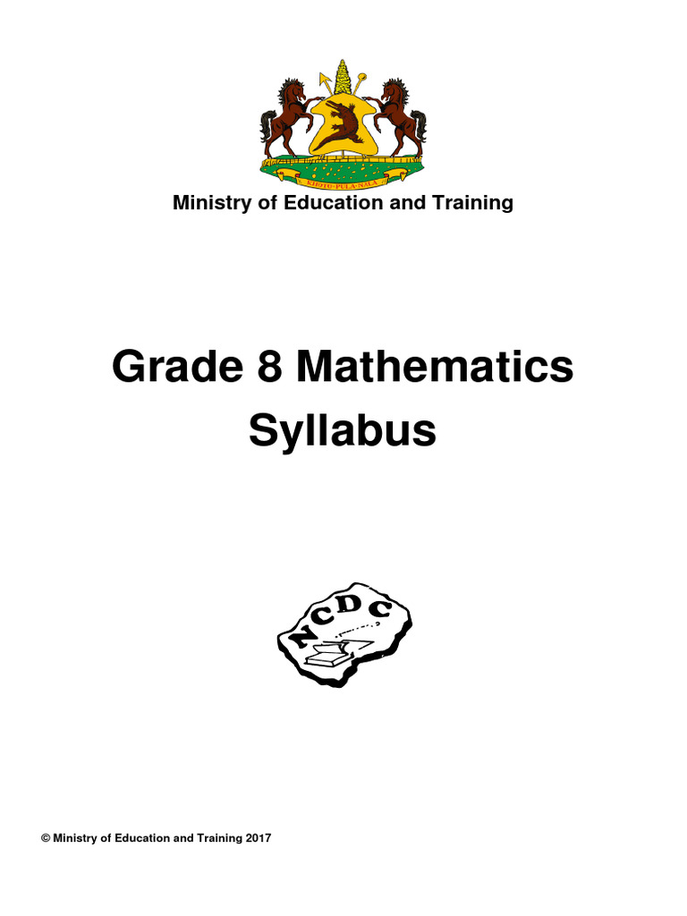 Grade 8 Mathematics Syllabus PDF Educational Assessment Learning
