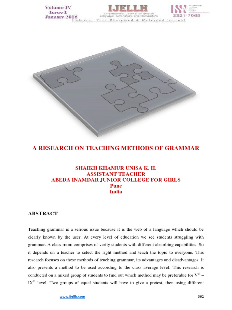 A Research On Teaching Methods of Gramma | PDF | Grammar | Language ...