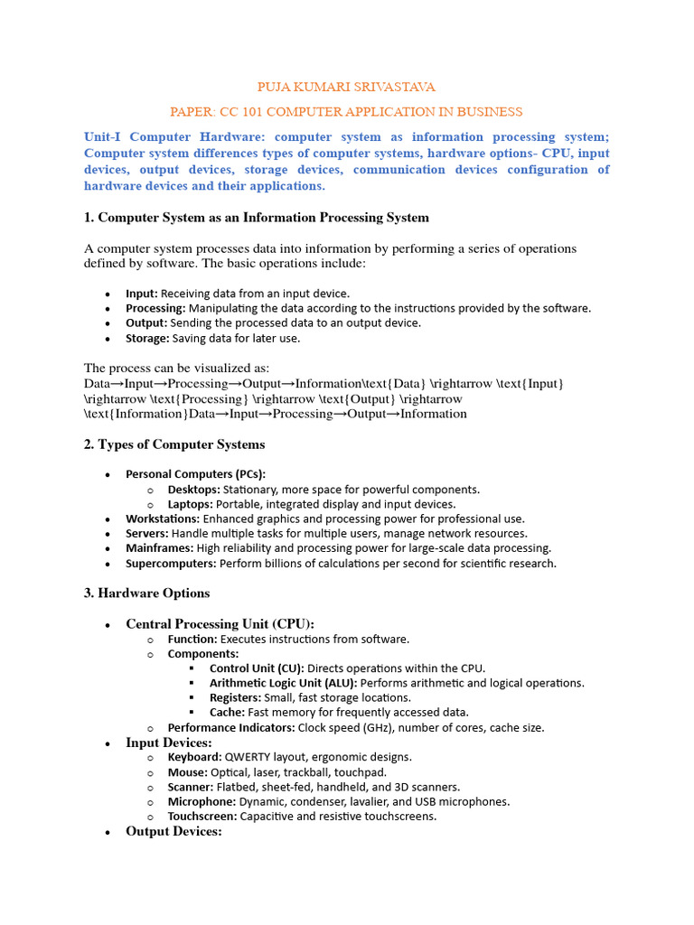 Computer Applications in Business Overview | PDF | Databases | World ...