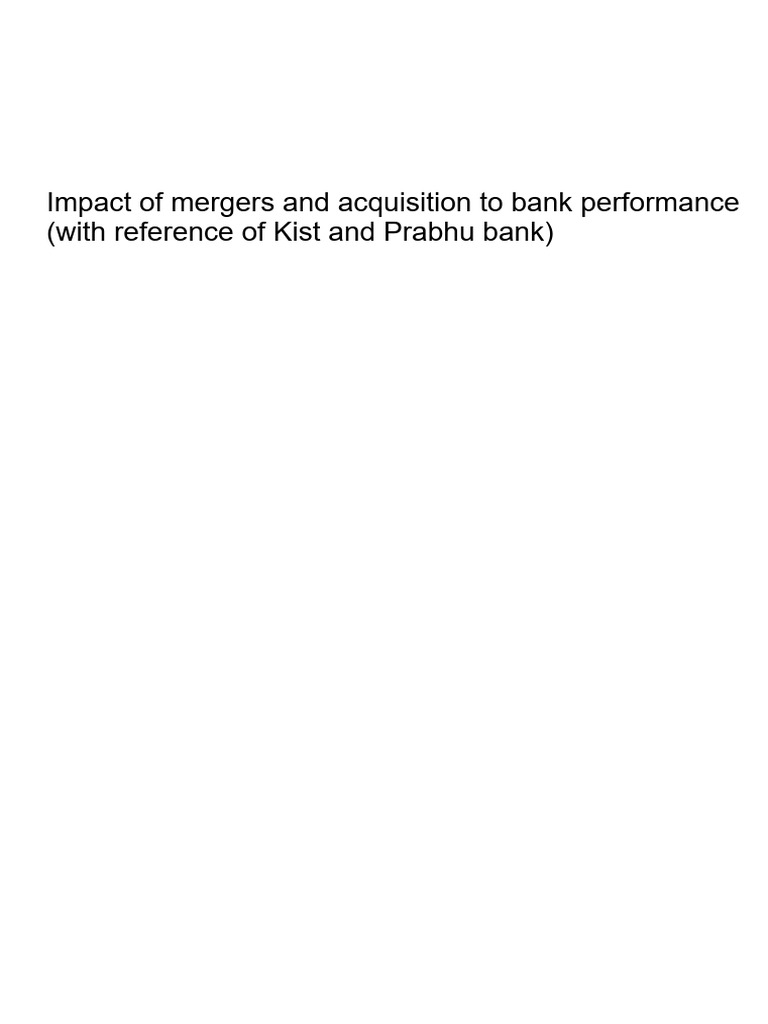 Impact of Mergers and Acquisition To Bank Performance | PDF | Mergers ...