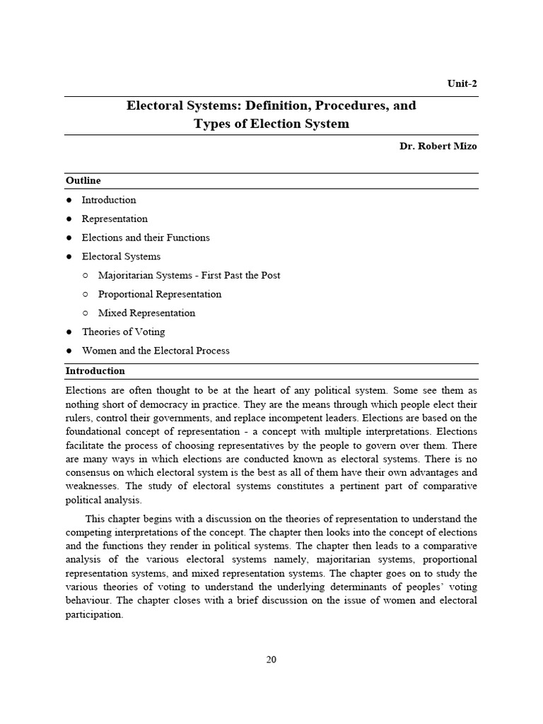 Understanding Electoral Systems and Representation | PDF | Electoral ...