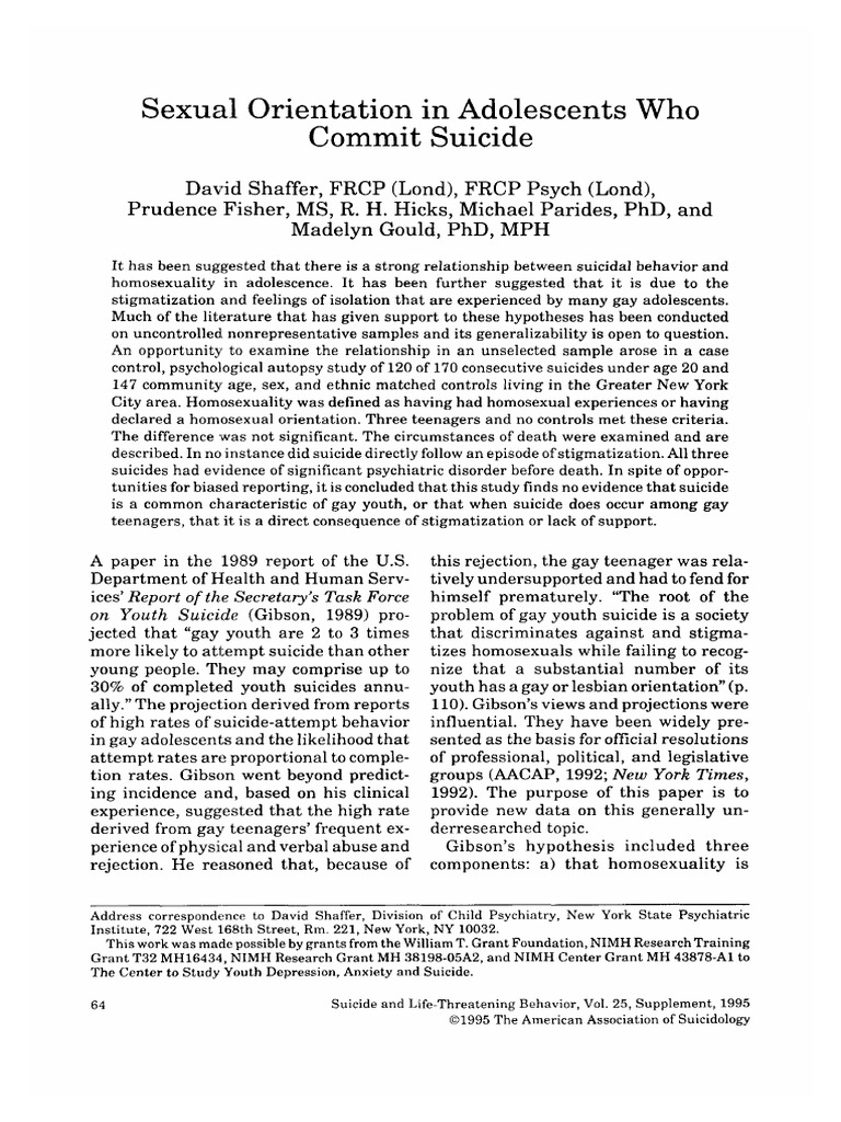 Sexual Orientation in Adolescents Commit Suicide | PDF | Homosexuality ...