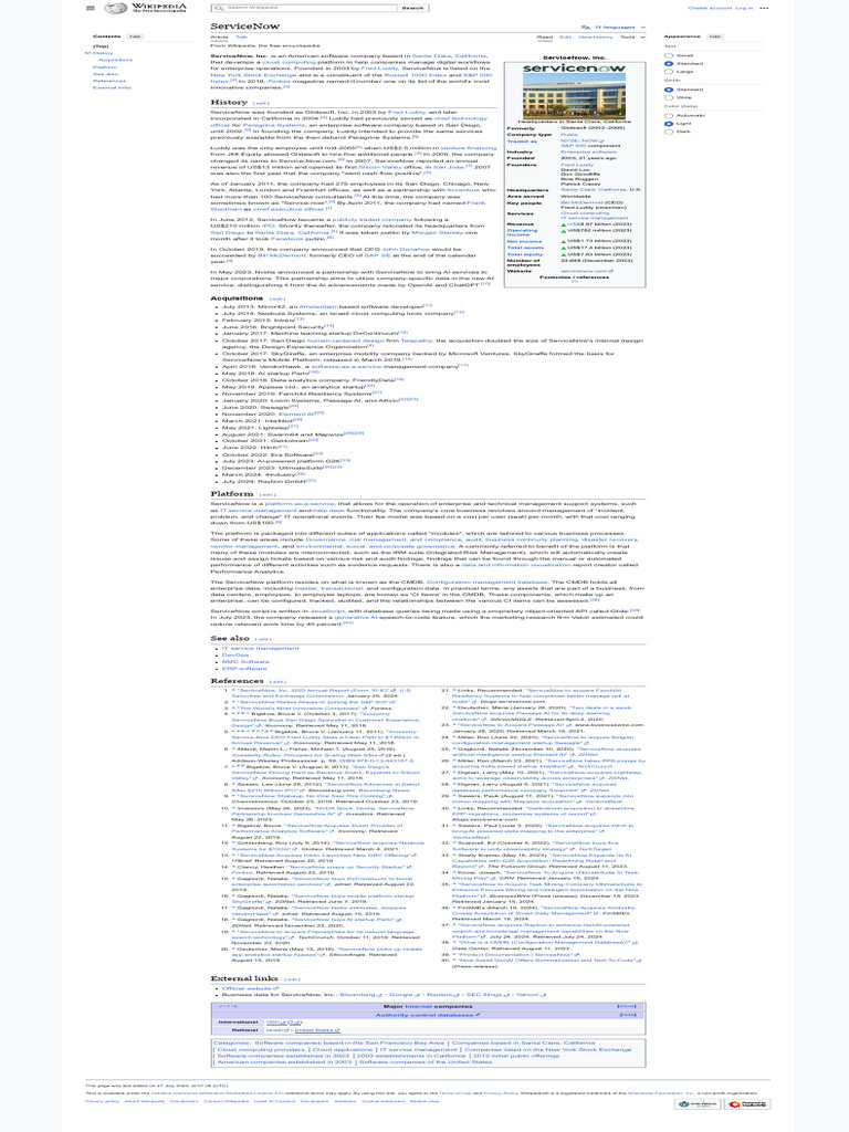 ServiceNow Company Overview and History | PDF | Information Technology ...