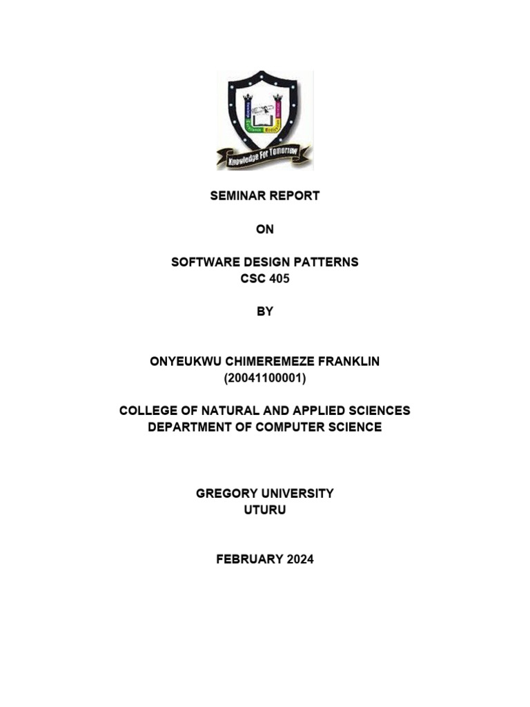 Software Design Patterns Seminar Report | PDF | Software Design Pattern ...