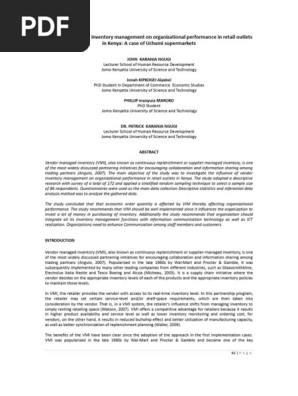 Influence of Vendor Inventory Management