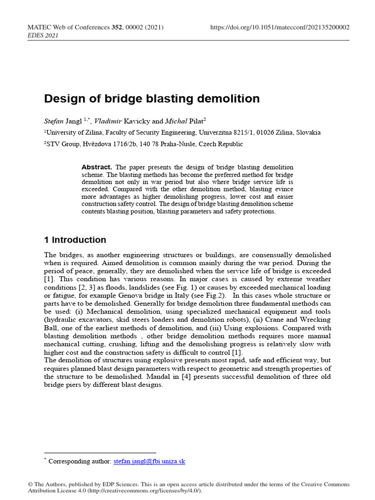 Bridge Blasting Demolition Design Guide | PDF | Demolition | Physical ...
