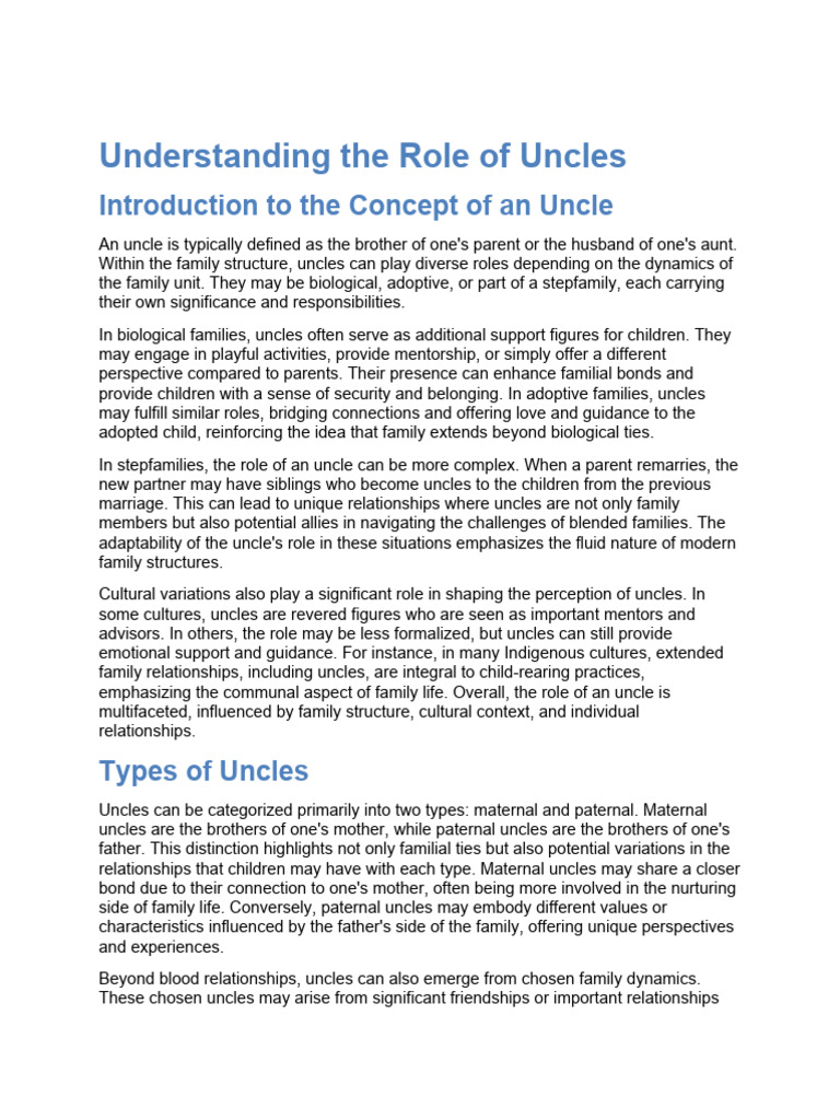 Understanding the Role of Uncles | PDF | Family | Mentorship