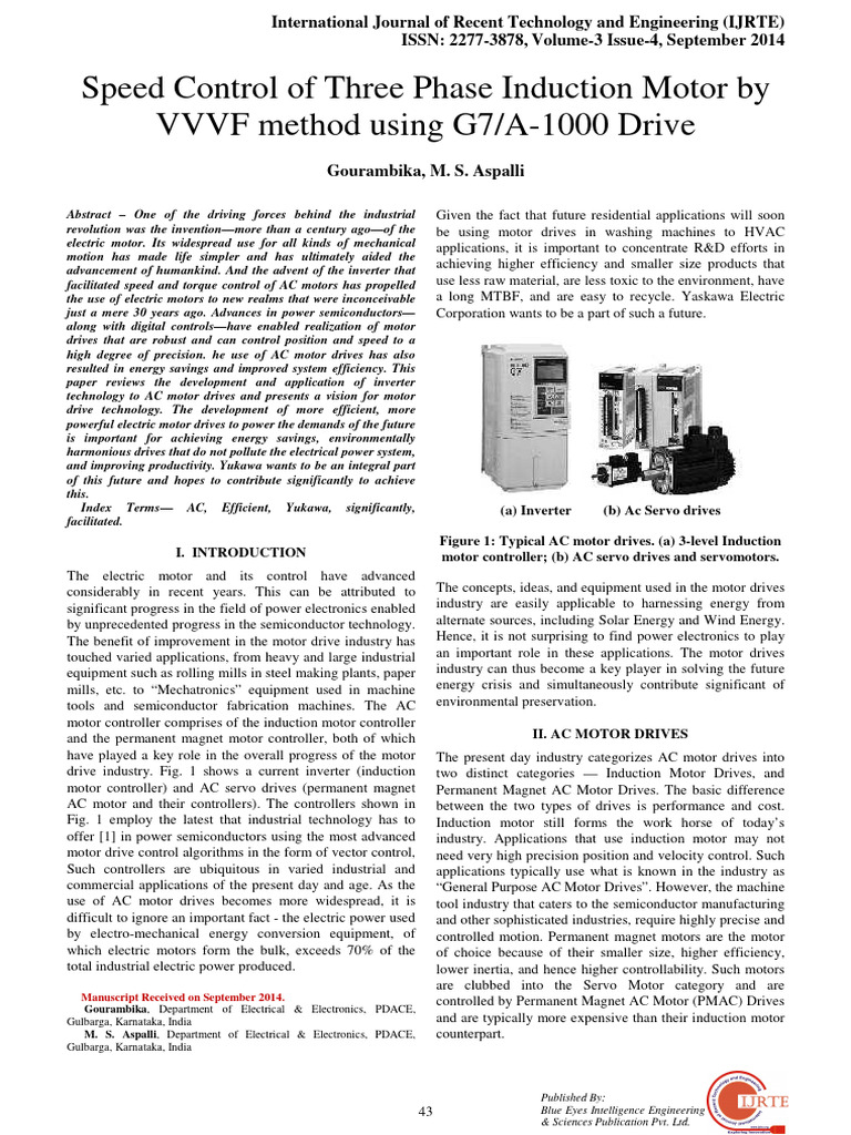 Speed Control of Three Phase Induction Motor by VVVF Method Using G7A ...