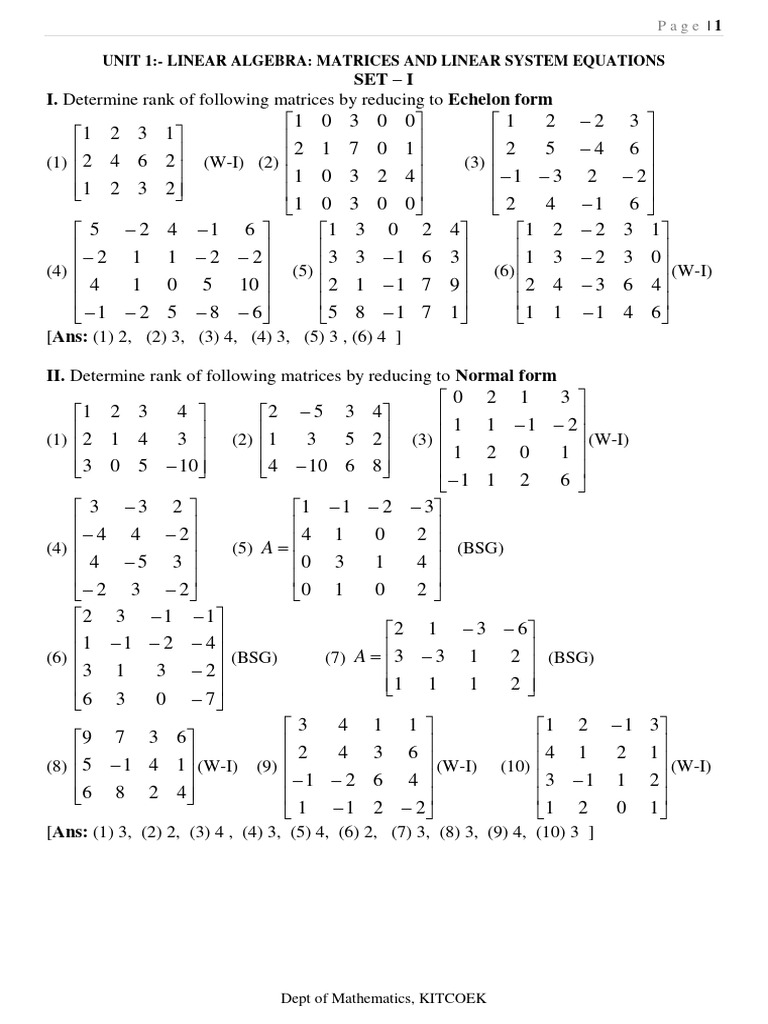 Class 10 Linear Algebra Matrices Guide | PDF | Matrix (Mathematics ...