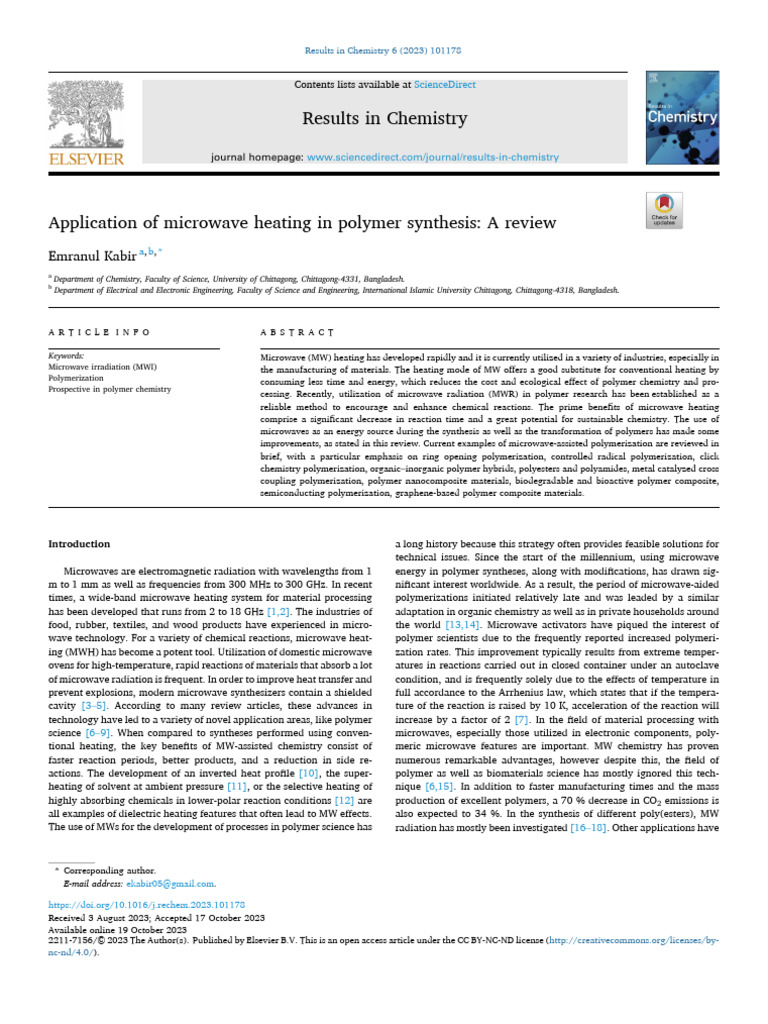 Application of Microwave Heating in Polymer Synthesis A Review | PDF ...