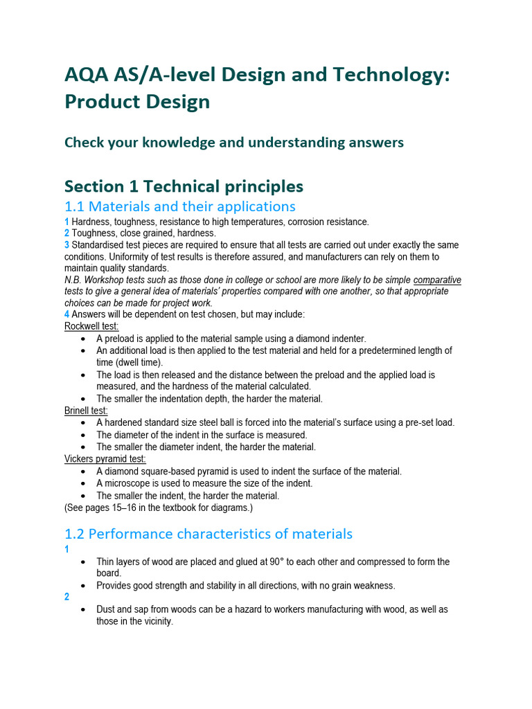 AQA A-Level Product Design Guide | PDF | Numerical Control | Fiberglass