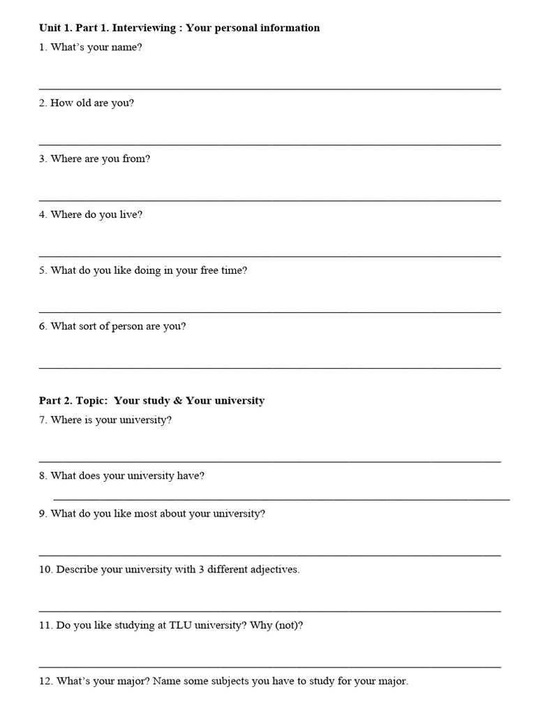 Interview Questions for Students | PDF | Clothing | Leisure