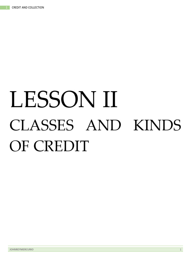 Classes and Types of Credit Explained | PDF | Credit | Finance & Money ...