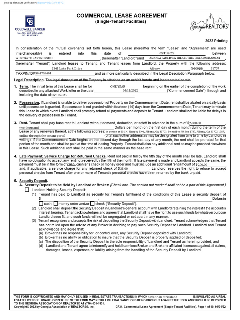 Clothes Line Consignment Lease Agreement | PDF | Lease | Leasehold Estate