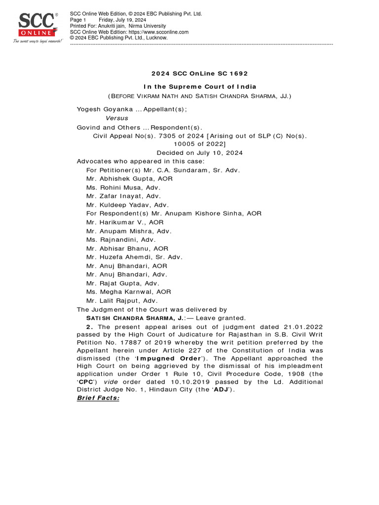 J 2024 SCC OnLine SC 1692 21bal172 Nirmauniacin 20240719 110845 1 5 ...