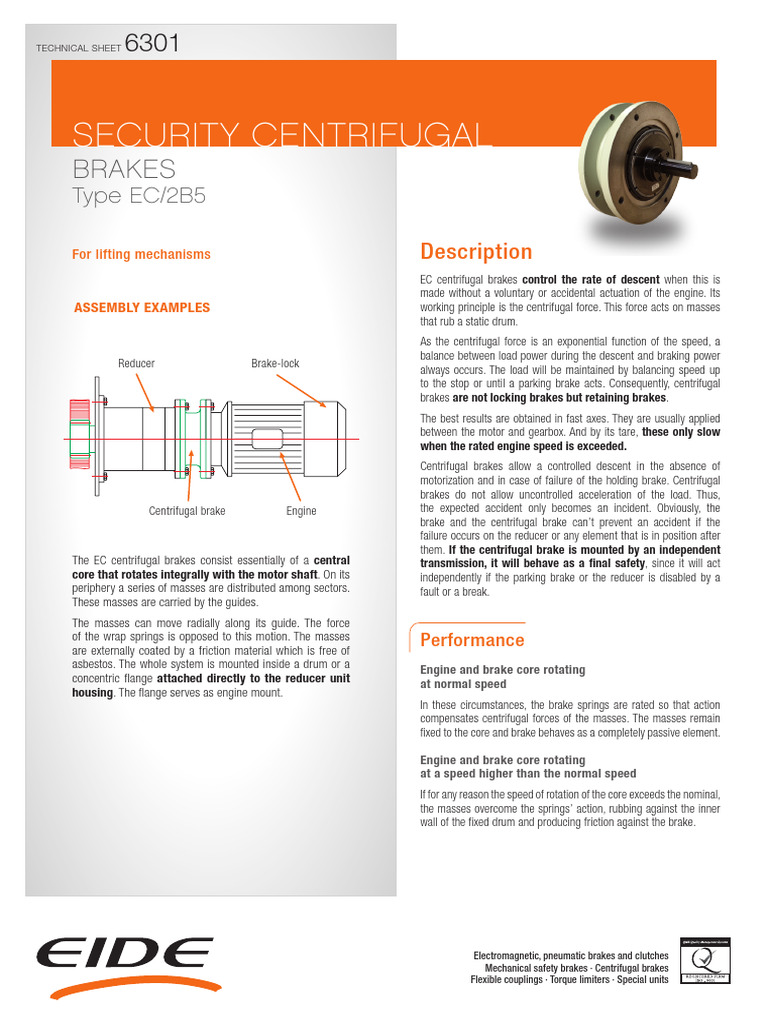 Security Centrifugal Brake Type Ec-Eide | PDF | Brake | Force