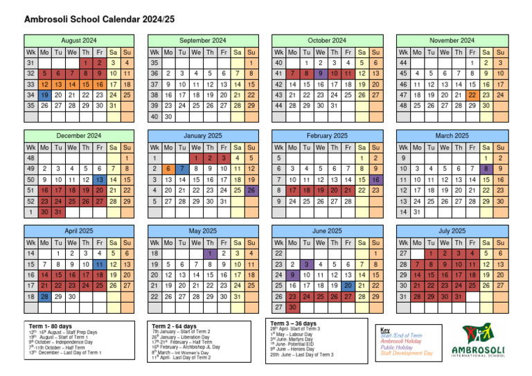 AMIS School Calendar 2024 25 PDF