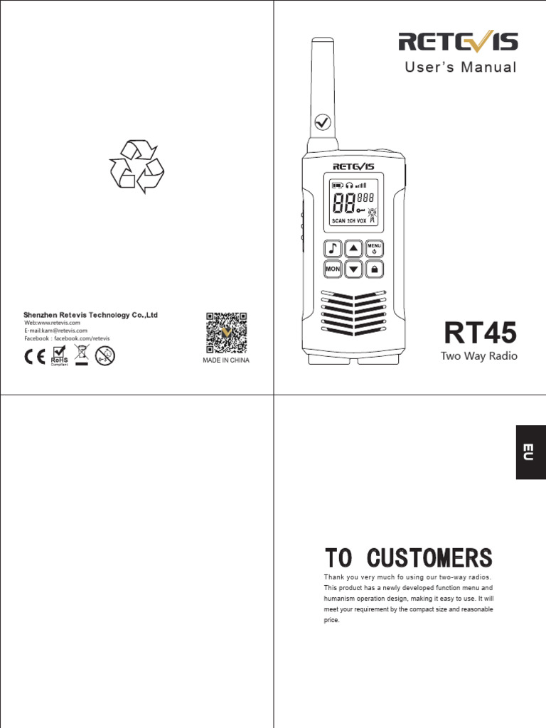 RT45 Two-Way Radio User Manual | PDF | Battery Charger | Radio