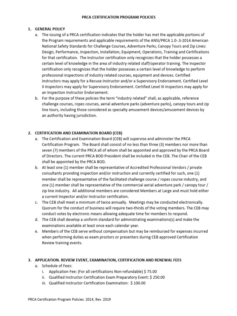 Qualified Instructor Certification Policies | PDF | General Educational ...