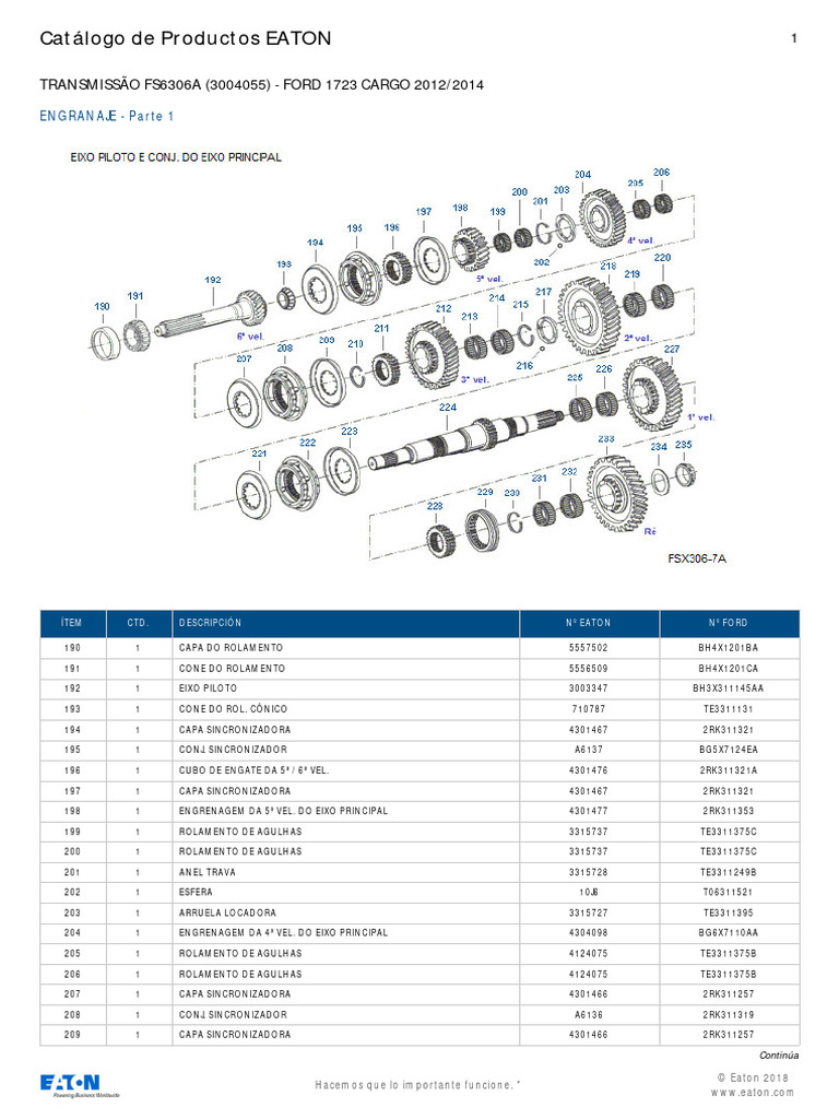 Catálogo EATON: Transmissão FS6306A | PDF