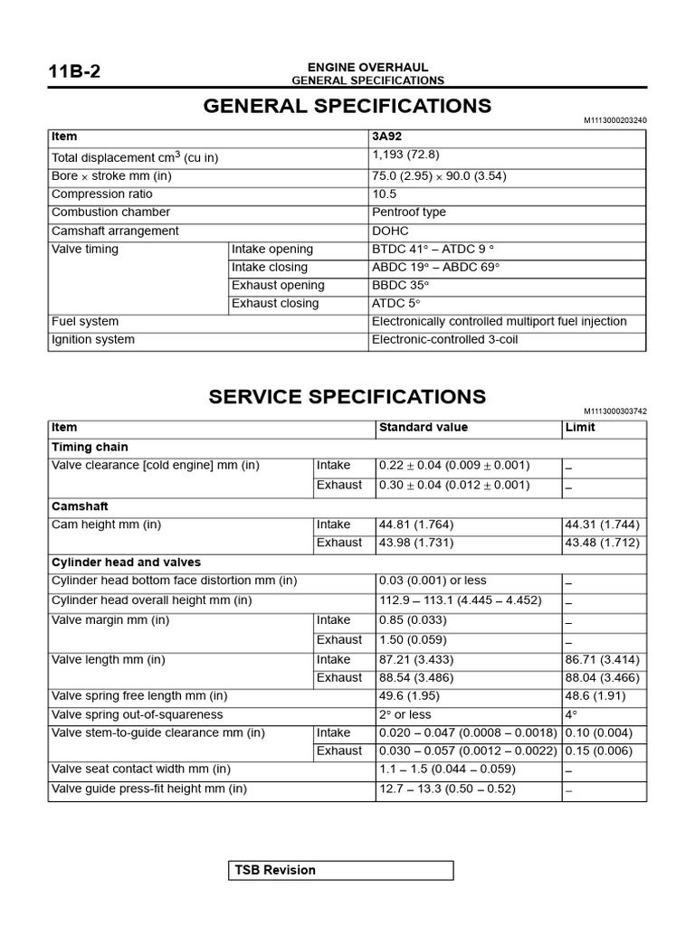 Engine Overhaul Specifications Guide | PDF | Internal Combustion Engine ...