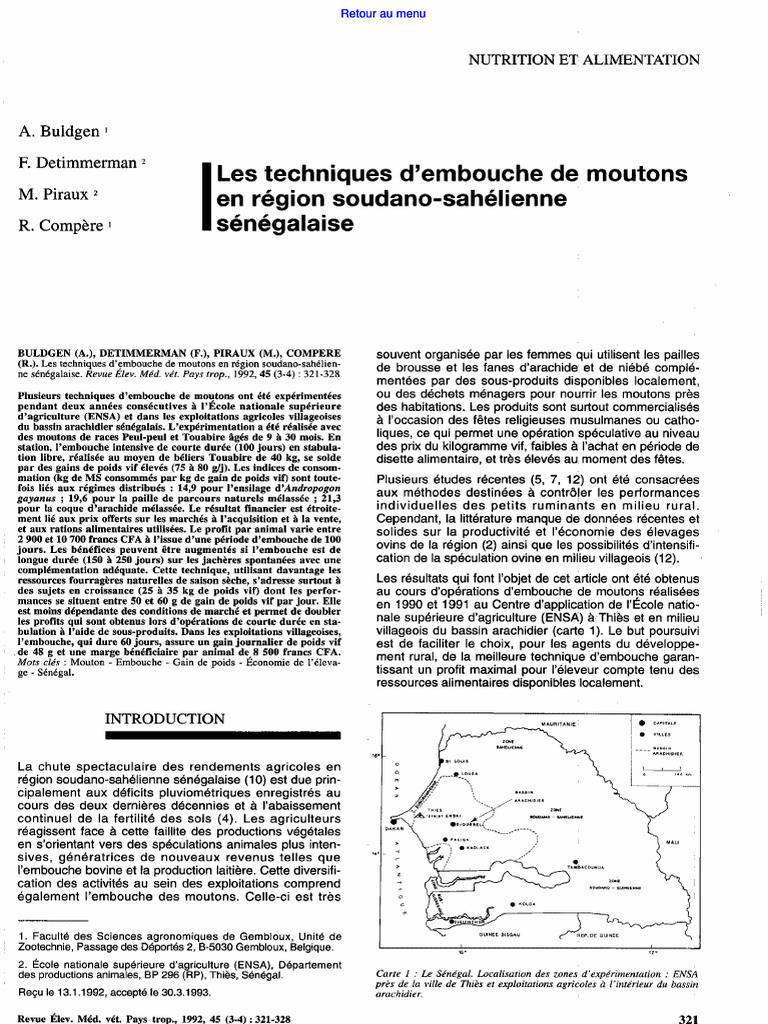 Techniques d'embouche de moutons au Sénégal | PDF