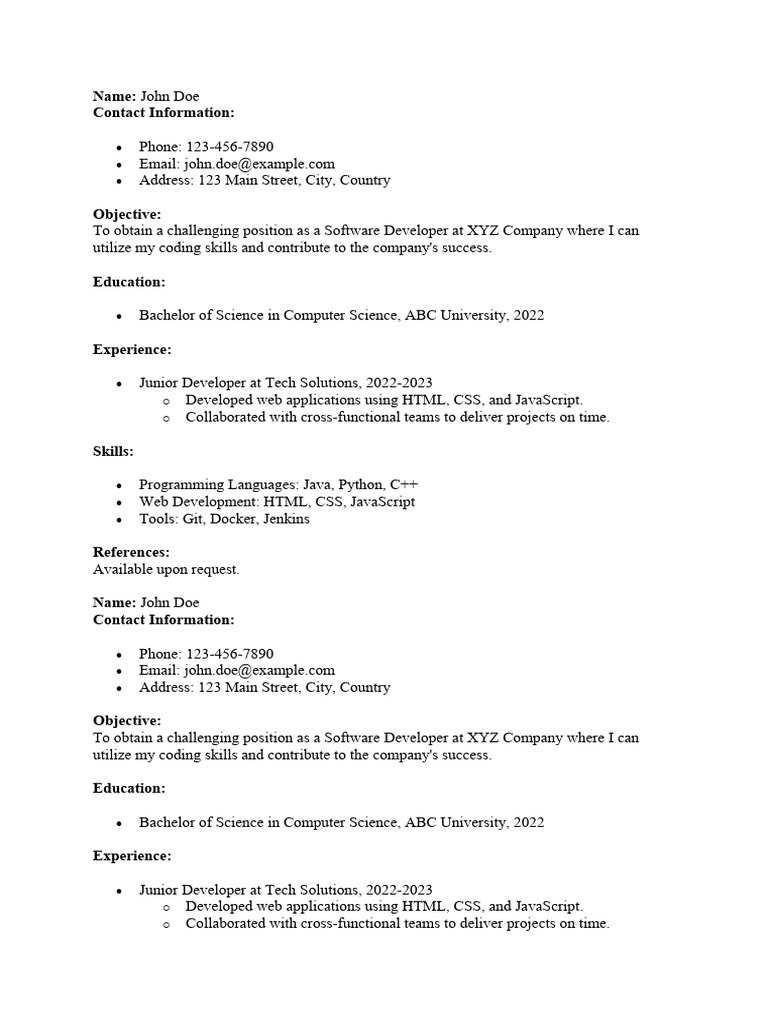John Doe - Software Developer Resume | PDF | Computers