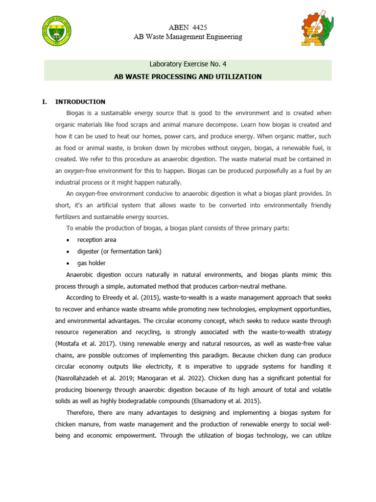 Biogas Production from Chicken Manure | PDF | Biogas | Anaerobic Digestion